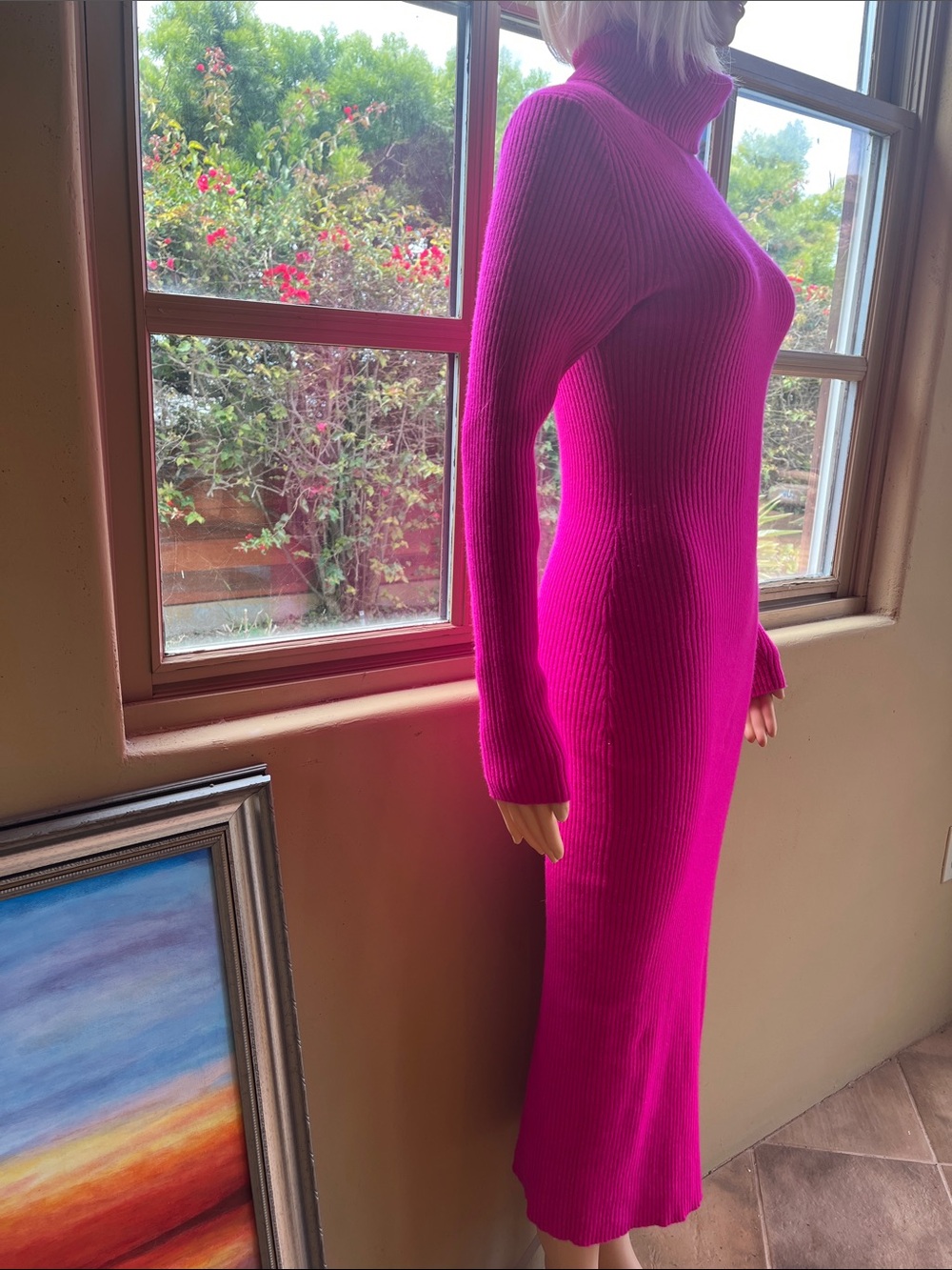 Charter Club Women's Vibrant Hot Pink Ribbed Cashmere Sweater Dress - Picture 3 of 8